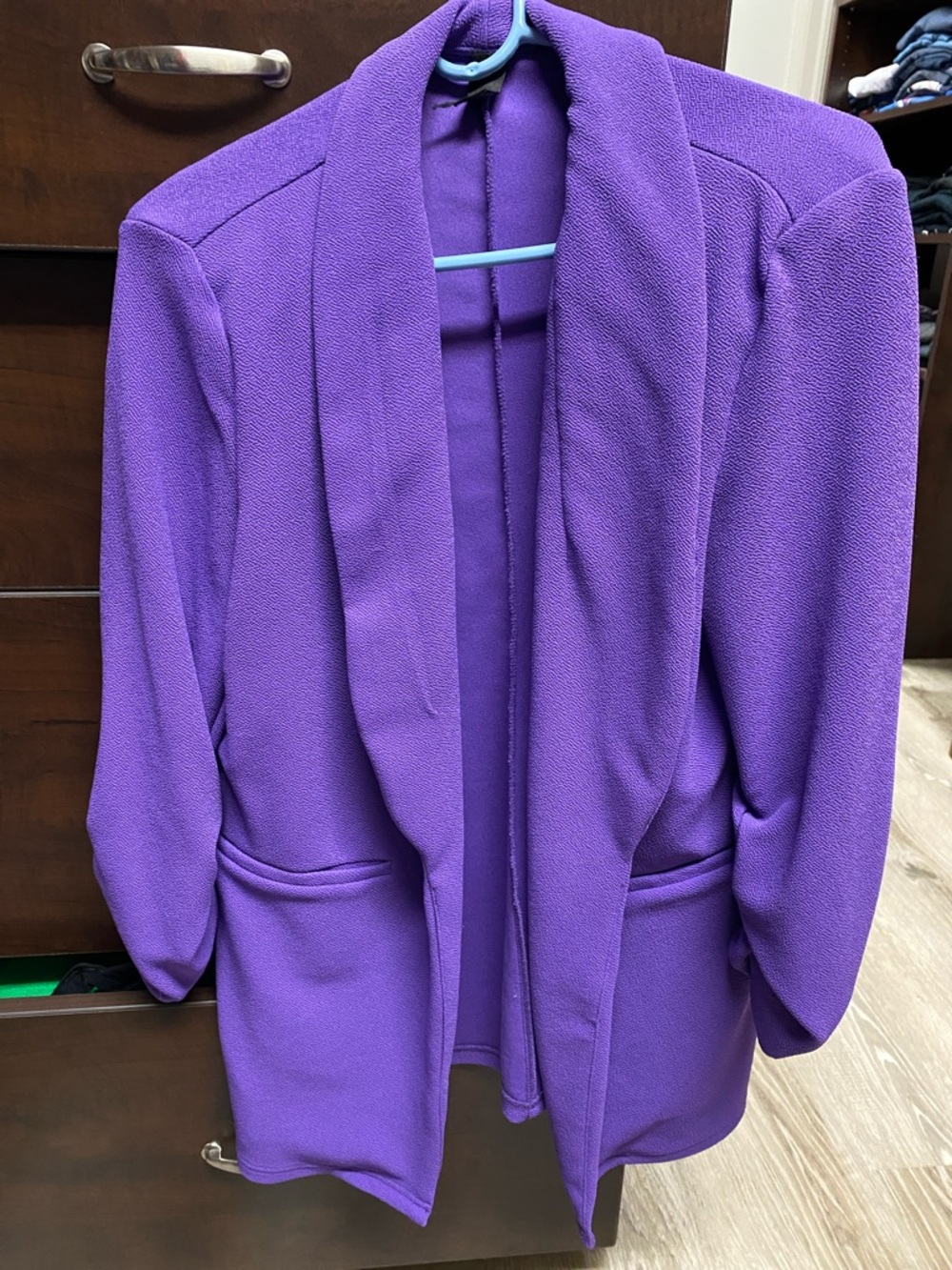 Women's Purple Open-Front Shawl Collar Blazer Jacket